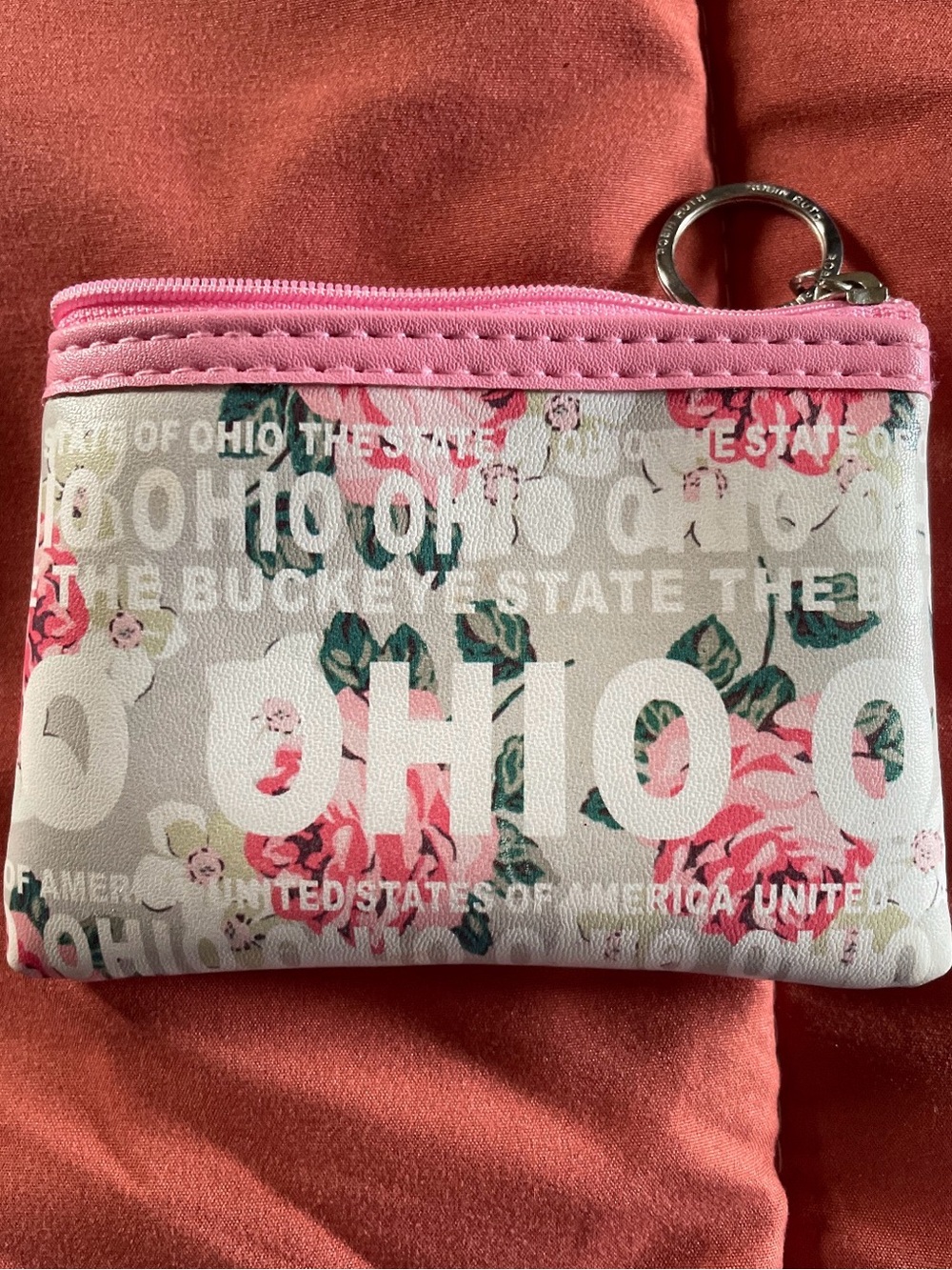 Floral Pink Ohio Zip Pouch Coin Purse